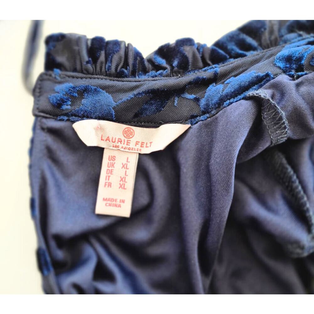 Laurie Felt Womans Top Sz L Dark Blue Burnout Velvet Fairy Whimsigoth Romantic - Picture 6 of 9